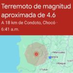 Temblor de 4,5 sacudió Nóvita, Chocó, en la mañana de este jueves y se sintió en varios municipios del Eje Cafetero.