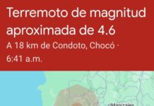 Temblor de 4,5 sacudió Nóvita, Chocó, en la mañana de este jueves y se sintió en varios municipios del Eje Cafetero.