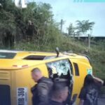 En video| Volcamiento de microbús en el Eje Cafetero dejó cinco heridos