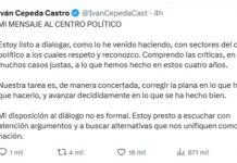 Iván Cepeda expresa en X su disposición a dialogar con sectores del centro político